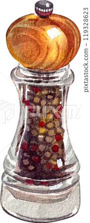 pepper shaker italian food,watercolor painting hand-drawn illustration 119328623