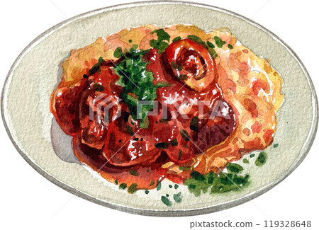 ossobuco milanese italian food,watercolor painting hand-drawn illustration ossobuco milanese italian food,watercolor painting hand-drawn illustration 119328648