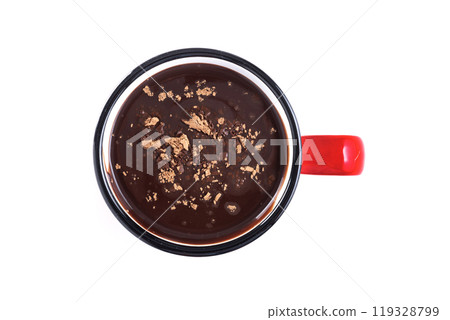 Hot chocolate drink isolated on white background 119328799