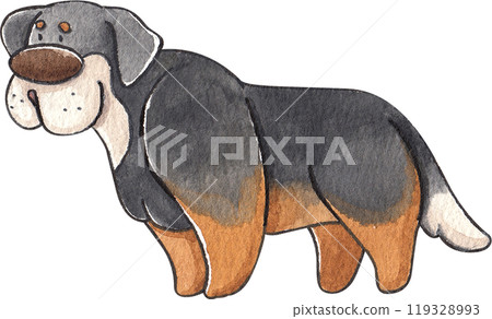Large-sized dog, hand-drawn watercolor illustration 119328993