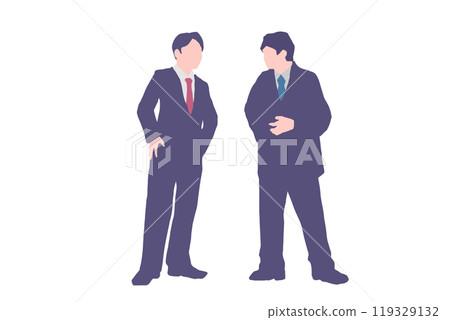 兩個穿西裝的男人在一起聊天 119329132