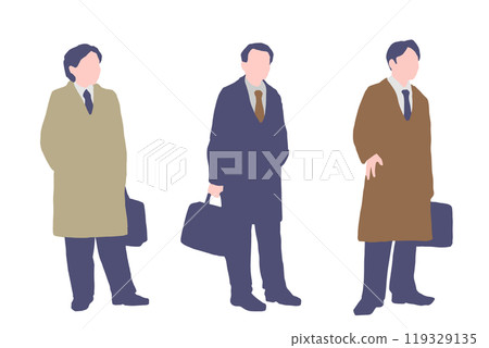 A man commuting to work wearing a coat A man commuting to work wearing a coat 119329135