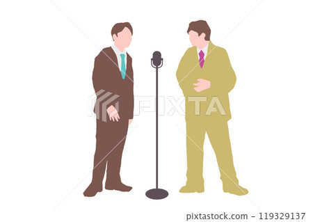 Two male comedians performing a manzai routine 119329137
