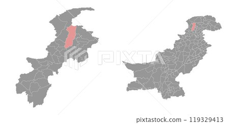 Swat district map, administrative division of Pakistan. Vector illustration. 119329413