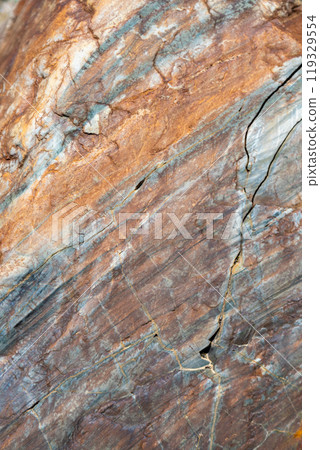 The texture of granite stone with a texture resembling marble, in dark brown tones. The surface of the stone is replete with interesting patterns and inclusions, creating an effect of depth and natura The texture of granite stone with a texture resembling marble, in dark brown tones. The surface of the stone is replete with interesting patterns and inclusions, creating an effect of depth and natura 119329554