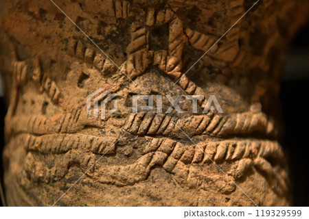 Patterns on Jomon pottery, excavated from Komakino ruins in Aomori city 119329599
