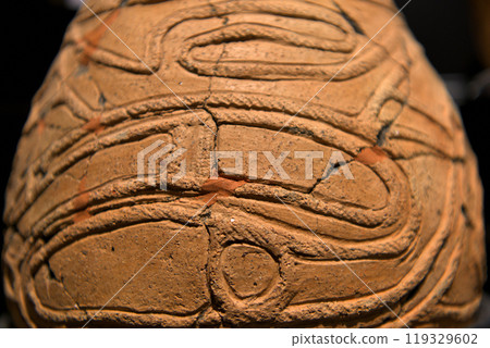 Patterns on Jomon pottery, excavated from Komakino ruins in Aomori city Patterns on Jomon pottery, excavated from Komakino ruins in Aomori city 119329602