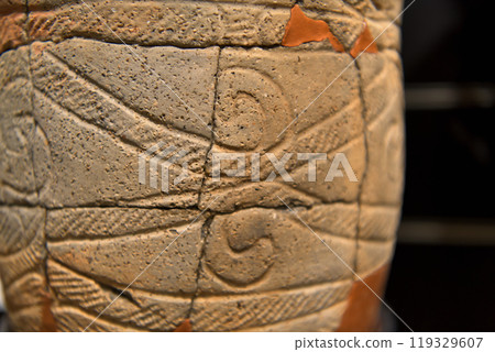 Patterns on Jomon pottery, excavated from Komakino ruins in Aomori city 119329607