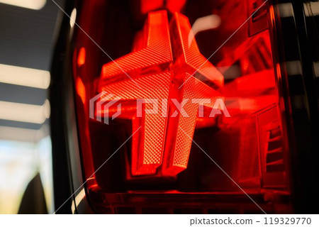 Closeup of a cars automotive tail brake light Closeup of a cars automotive tail brake light 119329770