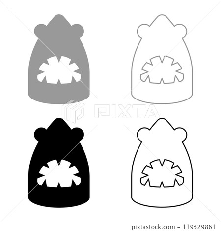 Shark head set icon grey black color vector illustration image solid fill outline contour line thin flat style Shark head set icon grey black color vector illustration image solid fill outline contour line thin flat style 119329861