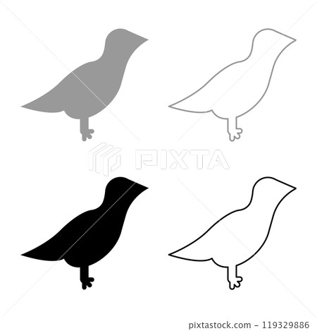 Bird set icon grey black color vector illustration image solid fill outline contour line thin flat style Bird set icon grey black color vector illustration image solid fill outline contour line thin flat style 119329886