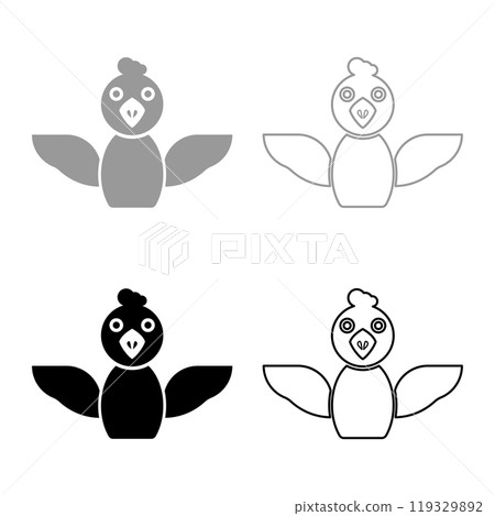 Cockerel chick bird young poultry concept set icon grey black color vector illustration image solid fill outline contour line thin flat style Cockerel chick bird young poultry concept set icon grey black color vector illustration image solid fill outline contour line thin flat style 119329892