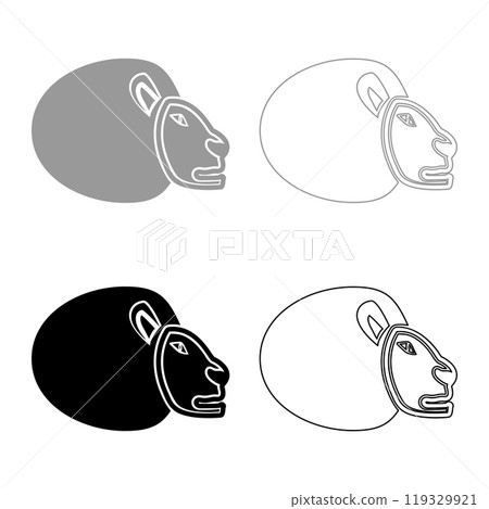 Lion set icon grey black color vector illustration image solid fill outline contour line thin flat style Lion set icon grey black color vector illustration image solid fill outline contour line thin flat style 119329921