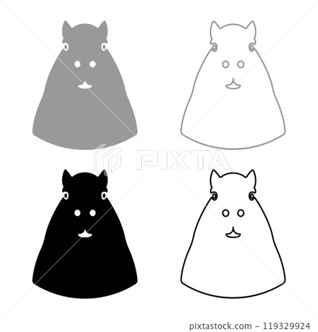 Capybara head set icon grey black color vector illustration image solid fill outline contour line thin flat style 119329924