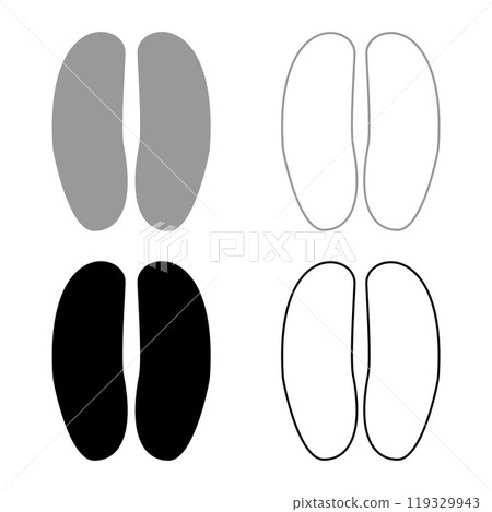 Hoof print cow bull set icon grey black color vector illustration image solid fill outline contour line thin flat style 119329943