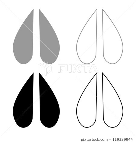 Hoof print goat nanny-goat set icon grey black color vector illustration image solid fill outline contour line thin flat style Hoof print goat nanny-goat set icon grey black color vector illustration image solid fill outline contour line thin flat style 119329944