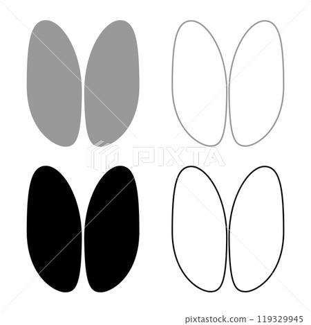 Hoof print sheep ewe ram wether set icon grey black color vector illustration image solid fill outline contour line thin flat style Hoof print sheep ewe ram wether set icon grey black color vector illustration image solid fill outline contour line thin flat style 119329945