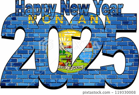 Happy New Year 2025 with Montana flag inside 119330008
