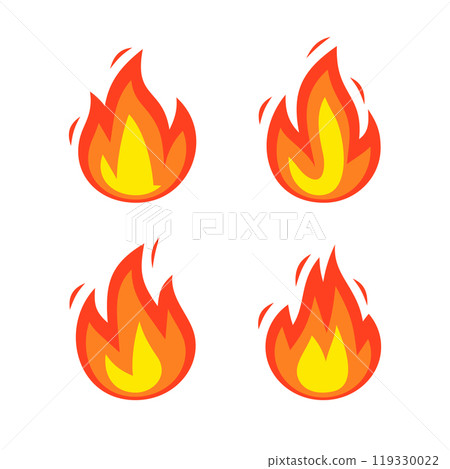 Fire Flames Collection Logo. Icons Set on White Background. Vector Fire Flames Collection Logo. Icons Set on White Background. Vector 119330022