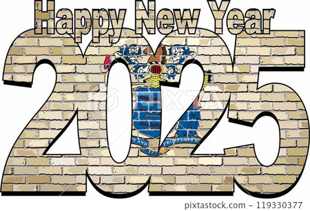 Happy New Year 2025 with New Jersey flag inside Happy New Year 2025 with New Jersey flag inside 119330377