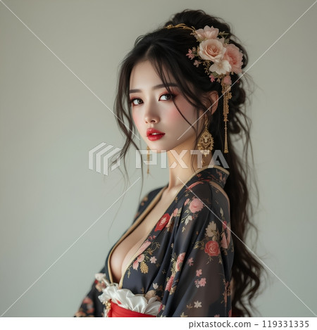 woman in black kimono woman in black kimono 119331335