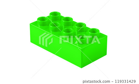 Neon Green Plastic Lego Block Isolated on a White Background. Children Toy Brick, Perspective View. Close Up View of a Game Block for Constructors. 3D illustration. 8K Ultra HD, 7680x4320, 300 dpi Neon Green Plastic Lego Block Isolated on a White Background. Children Toy Brick, Perspective View. Close Up View of a Game Block for Constructors. 3D illustration. 8K Ultra HD, 7680x4320, 300 dpi 119331429