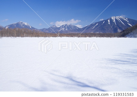 冬天的小田代原和男體山、大名湖山、駒名湖山、太郎山 119331583