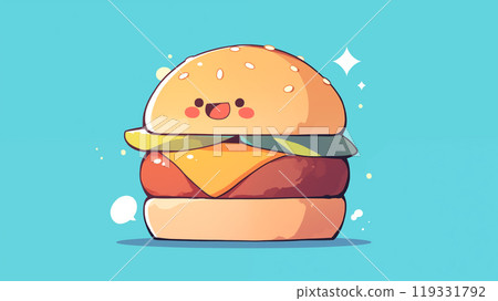 cartoon burger illustration 119331792