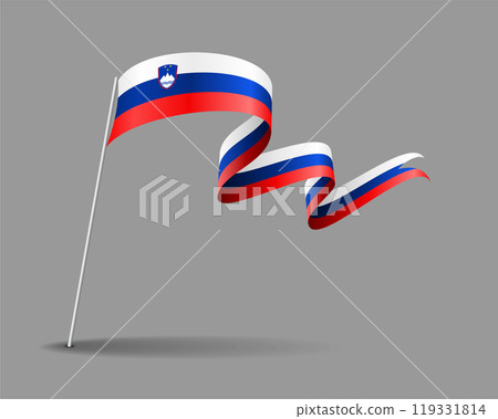 Slovenian flag wavy background layout. Vector illustration. 119331814