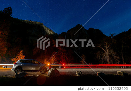 Night view of the Upper Yosemite Falls in Yosemite National Park Night view of the Upper Yosemite Falls in Yosemite National Park 119332493