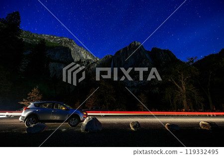 Night view of the Upper Yosemite Falls in Yosemite National Park Night view of the Upper Yosemite Falls in Yosemite National Park 119332495
