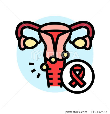 cervical cancer woman disease color icon vector illustration cervical cancer woman disease color icon vector illustration 119332584