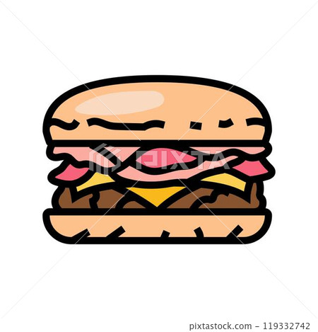 bacon cheeseburger food color icon vector illustration bacon cheeseburger food color icon vector illustration 119332742