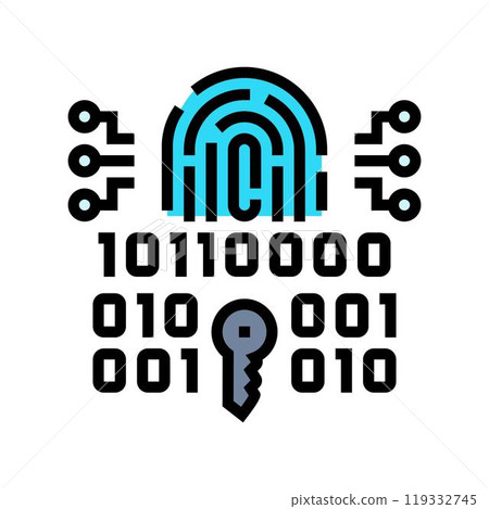 encryption biometric color icon vector illustration 119332745