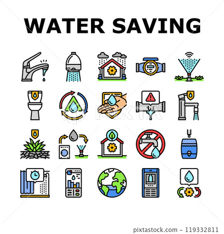 water saving world drop planet icons set vector 119332811