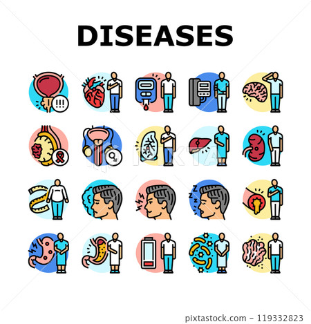 man disease health medical icons set vector 119332823