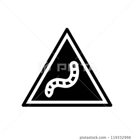 warning symbol worm parasite glyph icon vector illustration 119332998
