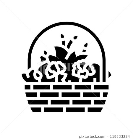 basket bouquet flower glyph icon vector illustration 119333224