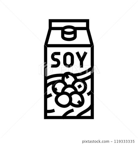soy milk carton vegan food line icon vector illustration 119333335
