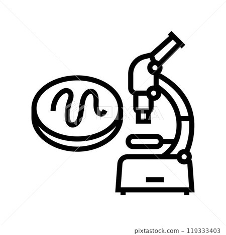 microscope worm parasite line icon vector illustration microscope worm parasite line icon vector illustration 119333403