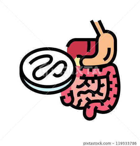 worm digestive system parasite color icon vector illustration 119333786