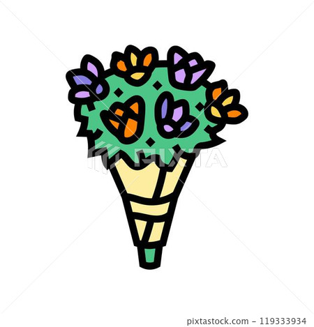 hand tied bouquet flower color icon vector illustration hand tied bouquet flower color icon vector illustration 119333934