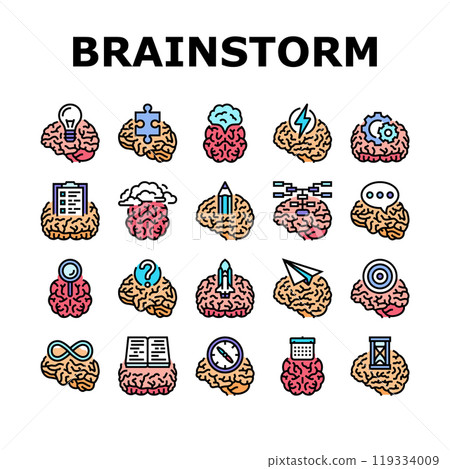 brainstorm business team think icons set vector brainstorm business team think icons set vector 119334009