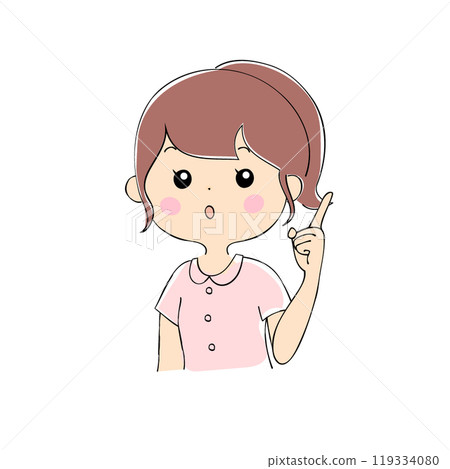 A young woman giving a one-point advice, facial expression variations, skin color, pen drawing style A young woman giving a one-point advice, facial expression variations, skin color, pen drawing style 119334080