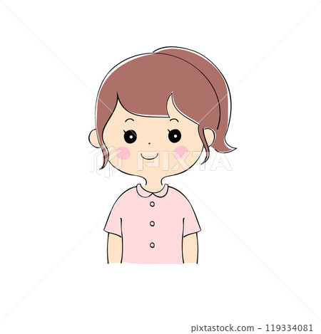 Smiling young woman, facial expression variations, skin color, pen drawing style Smiling young woman, facial expression variations, skin color, pen drawing style 119334081