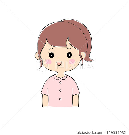 Smiling young woman, facial expression variations, skin color, pen drawing style Smiling young woman, facial expression variations, skin color, pen drawing style 119334082