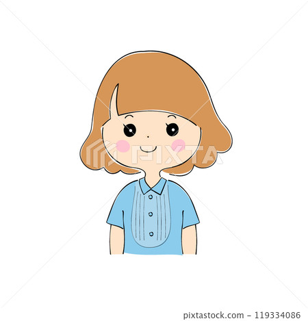 微笑的年輕女子臉部表情變化_膚色筆畫風格 119334086
