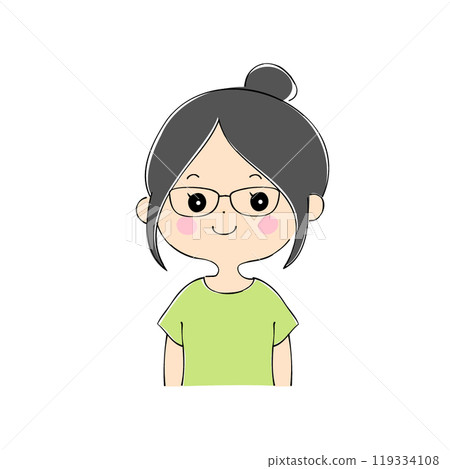 Smiling young woman, facial expression variations, skin color, pen drawing style Smiling young woman, facial expression variations, skin color, pen drawing style 119334108