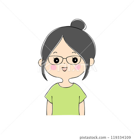 Smiling young woman, facial expression variations, skin color, pen drawing style Smiling young woman, facial expression variations, skin color, pen drawing style 119334109