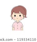 Bored young woman, facial expression variations, skin color, pen drawing style 119334110